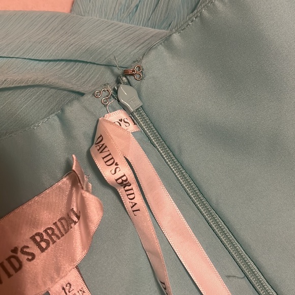 DAVID’S BRIDAL, Strapless, Mini Style Dress, Light Turquoise, Size 12 - Picture 7 of 8